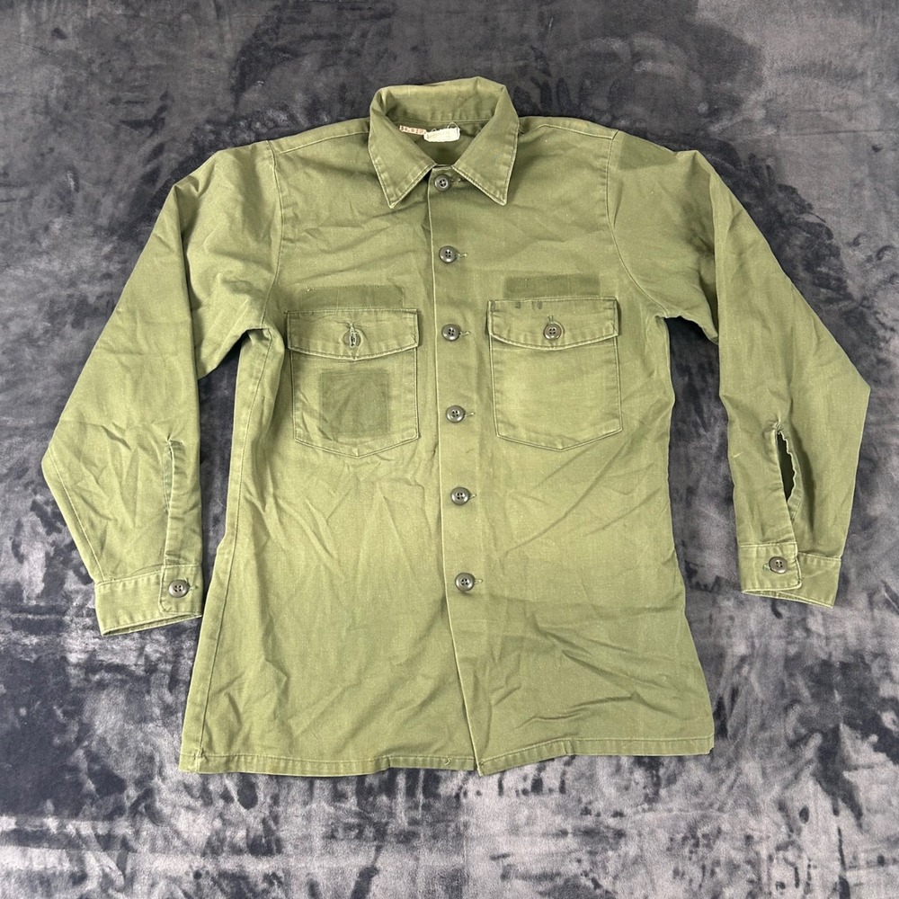US Military Utility Shirt Mens 15.5x33 Olive Green‎ OG 507 Selma Apparel 1977